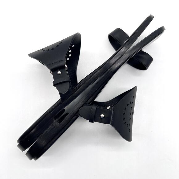 HERMES Hera Sandal Womens 39 8.5 Black Leather Cut Out H Toe Loop Flat Slide - Picture 9 of 16